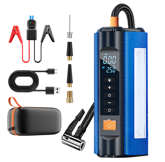 4-in-1 Portable Car Jump Starter with Air Compressor - 10000mAh Battery Booster & Tire Inflator